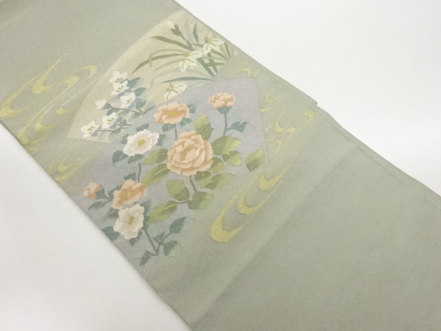 JAPANESE NAGOYA OBI / WOVEN PEONY